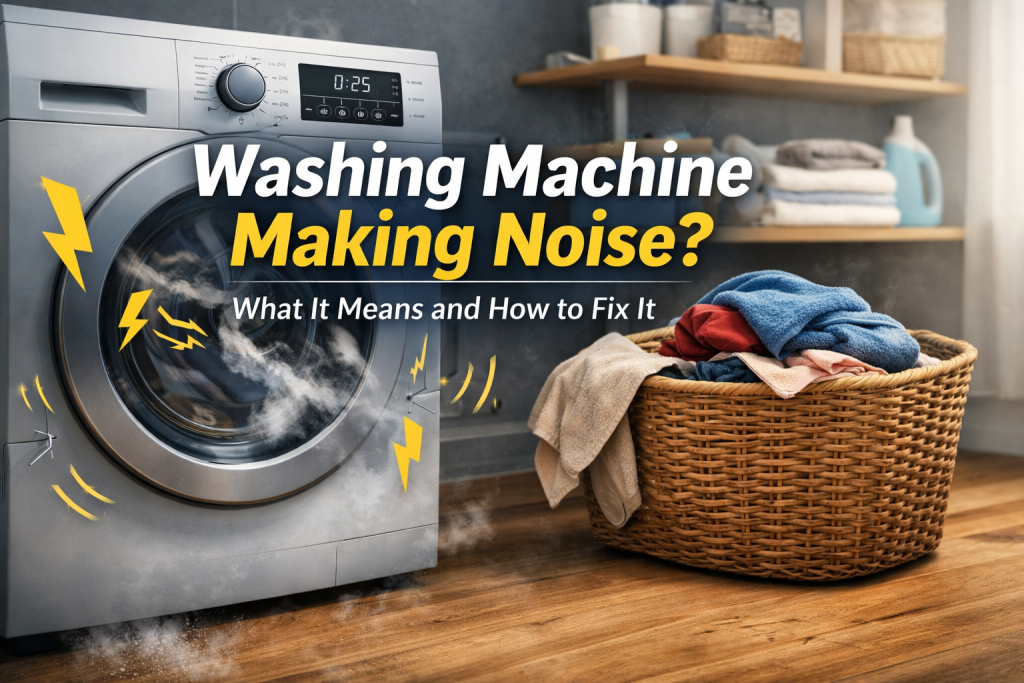 front load washing machine making noise in modern laundry room